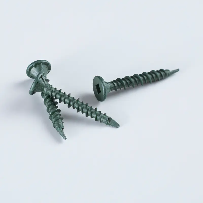 Green Ruspert Countersunk Square Drive with Ribs Hi-Lo Thread Type 17 Slot Point Screw