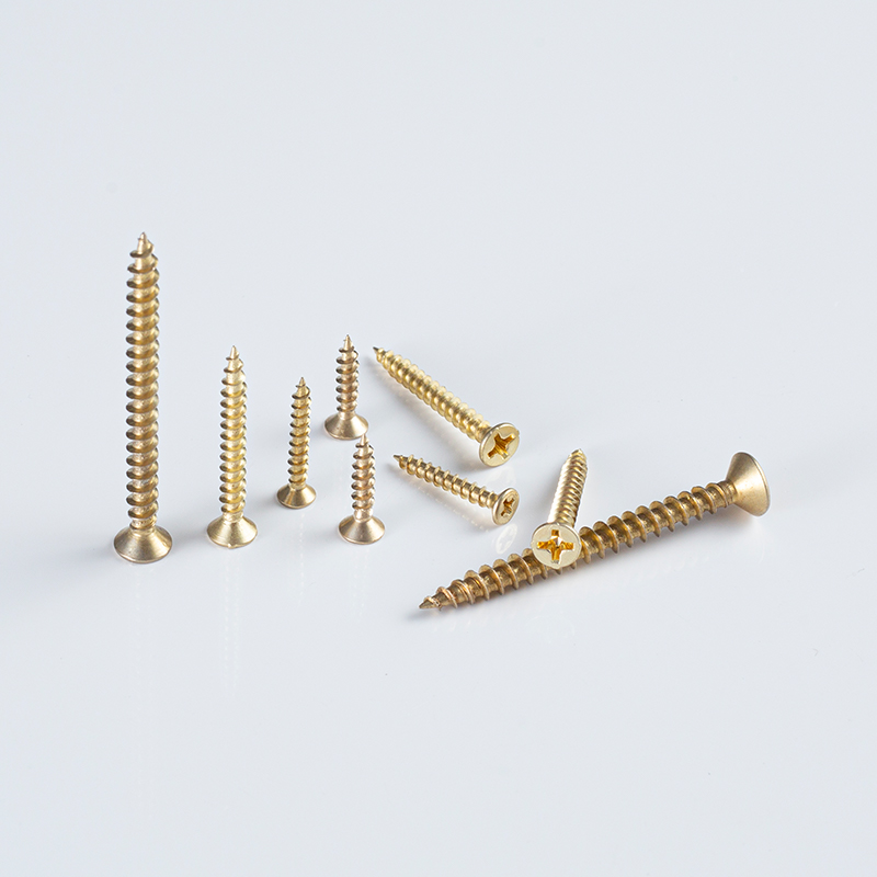 8G x 25-50 BRASS (Yellow Brass) Cross Recessed Countersunk Head Hinge Screw