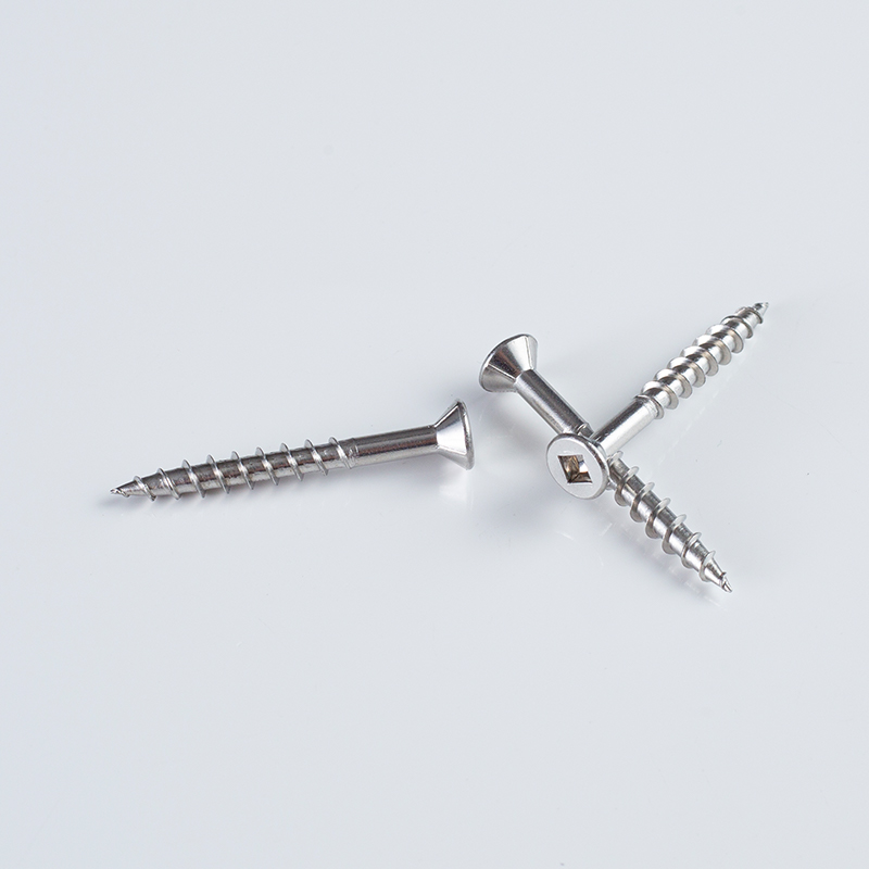 SS304 Countersunk with Ribs #2 Square Recess Wood Screw 8-10x38-75 (Partial Thread) A2